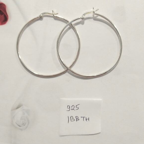 IBB TH 925 Sterling Silver Round Hoop Huggie Earrings Large Classic Signed Lot - Picture 5 of 7
